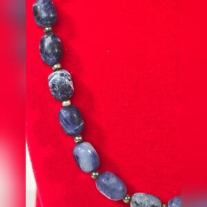 Semi Precious Sodalite Nuggets Necklace